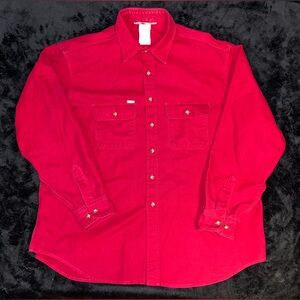 Vintage Carhartt Red Heavyweight L/S Flannel Mens Size 2XL Made In USA Pocket